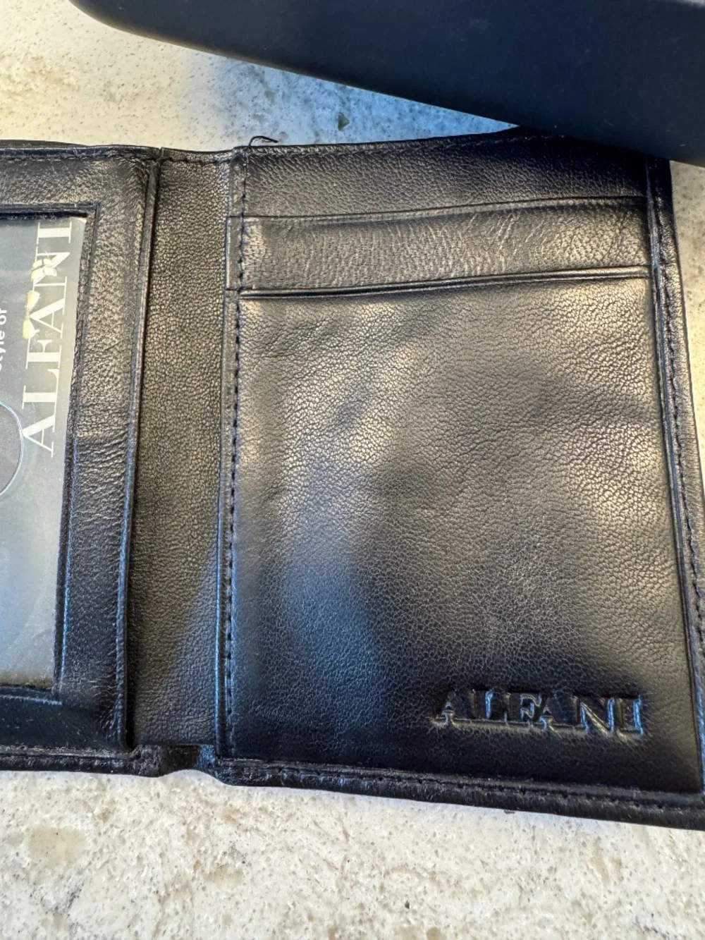 Vintage Mens Alfani Trifold Black Wallet Leather designed modern style